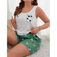 Conjunto de Pijama de Verano Oversize Vestido Corto de Impresión Casual sin Mangas - details 2