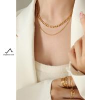 Nuevo collar de doble capa con temperamento de nicho, collar de clavícula de acero titanio con baño de oro de 18k, joyería para mujer - details 3