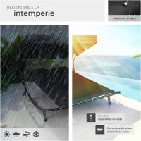 Tumbona Doble de Jardín, Tumbona de Playa con Sombrilla Plegable, Tumbona de Piscina para Dos, Tumbona de Jardín Exterior con 2 Ruedas y Cojines, Fácil Montaje, Interior y Exterior - Negro/Negro - details 6