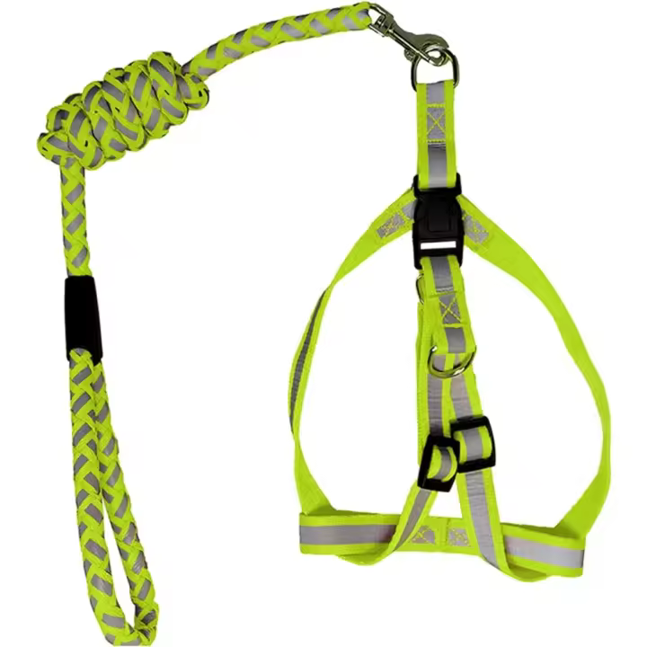Paquete de Correa y arnés reflectante para perro, juego de Collar de arnés suave ajustable a prueba de Escape - 1