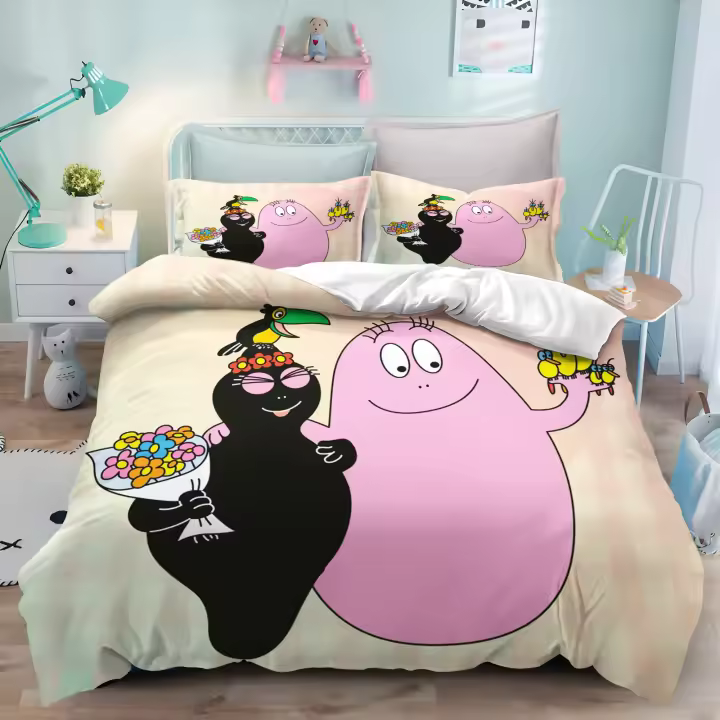 Juego de Ropa de Cama de Dibujos Animados Barbapapa Impresión 3D Dulce para Niños y Adultos - 1