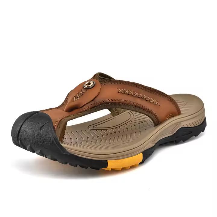 Chanclas informales de piel para hombre, sandalias antideslizantes para caminar - 1
