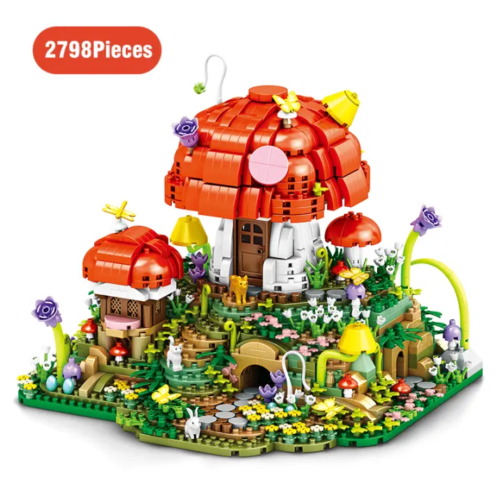 2798 Uds. Mini bloques de construcción casa de setas juguetes educativos de Aprendizaje Temprano regalo de vacaciones para niños regalos del día de los niños - 1