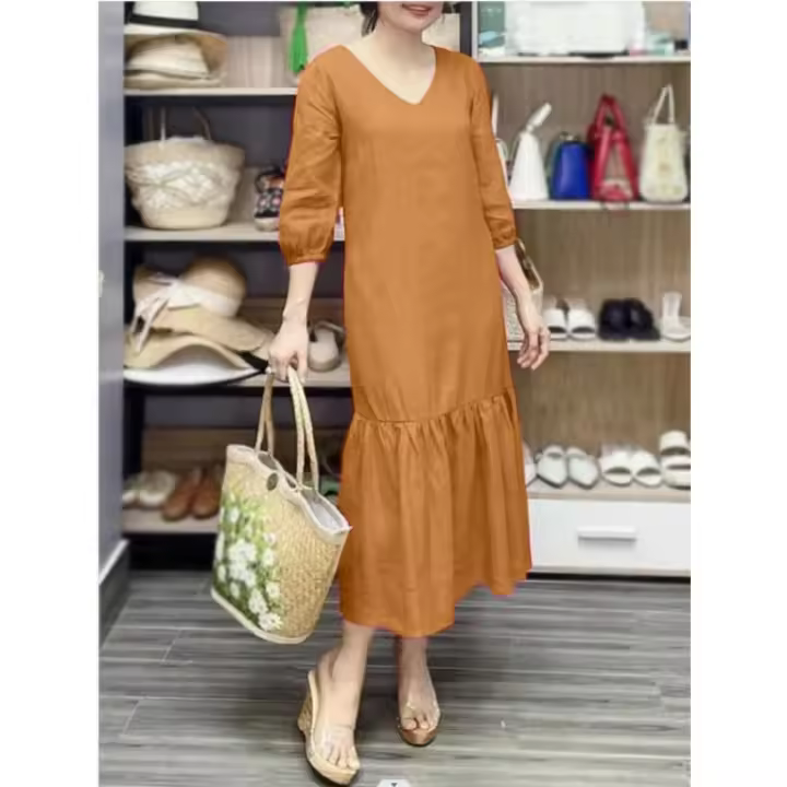 Falda de cola de pez para mujer, vestido suelto de algodón, talla grande, a la moda - 1