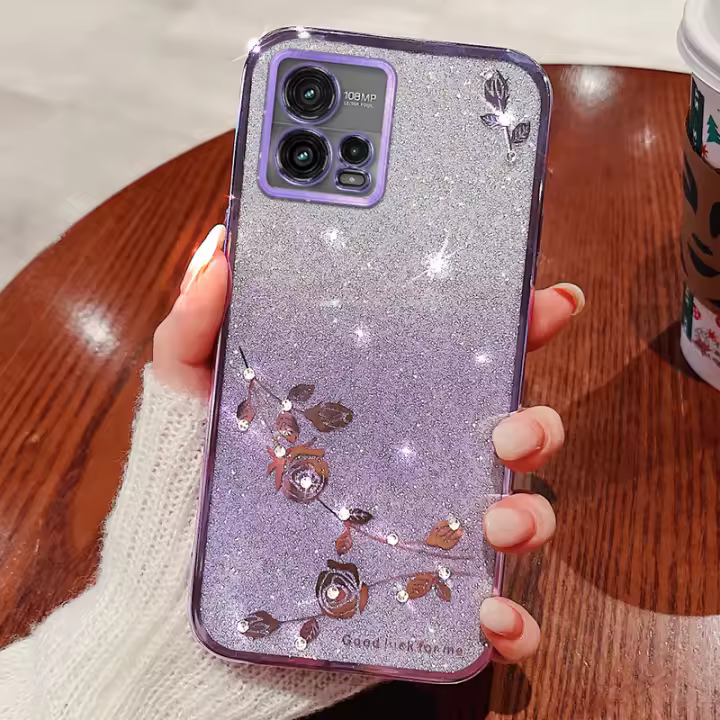 Funda de Teléfono de Diamante de Agua Flor Aplicación de Gaanoplasty para Motorola G72, G84, G54, G32, G22, G52, G30, Power G - 1