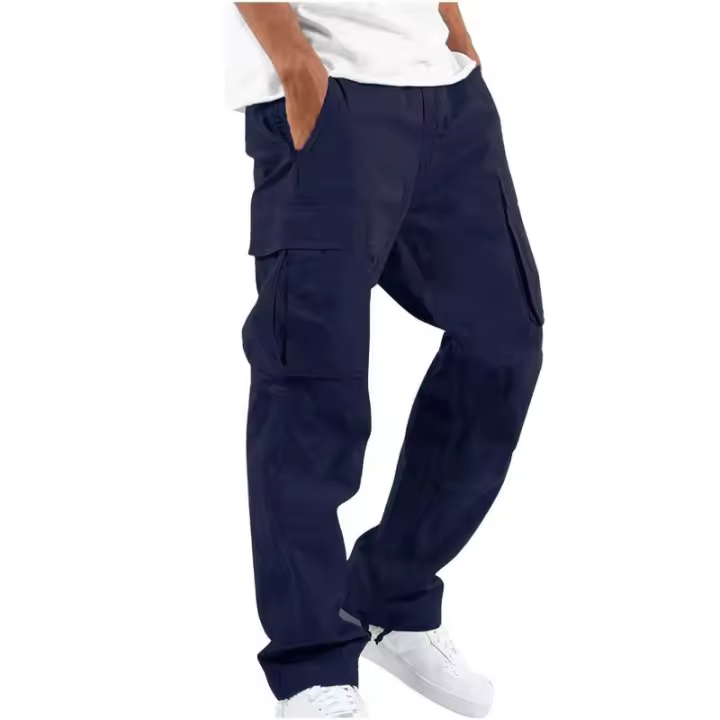 Temu Shein Pantalones Cargo para Hombre Deportes Color Sólido Cordón Multi-Bolsillo - 1