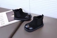Botas de cuero con cremallera lateral y forro de terciopelo para niños, estilo retro británico. - details 16