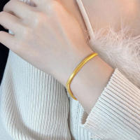 Pulsera hombre y mujer simple y versátil joyería ligero de lujo plano engrosado suave pareja aleación - details 3