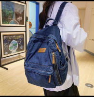Nueva moda simple tendencia mochila de gran capacidad bolsa de mezclilla duradera universidad escuela secundaria junior escuela secundaria bolsa de estudiante - details 25