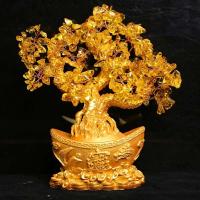Árbol de Fortuna de Cristal Adorno de Oro Chino en Mesa Decoración Luminosa para Hogar y Oficina - details 2
