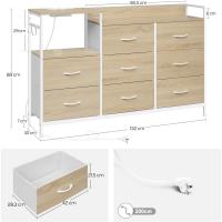 Cajonera para armario, cómoda dormitorio 8 cajones de tela, estantes de madera, cómoda de salón, cajas organizadoras, estructura metálica, estilo industrial - details 11