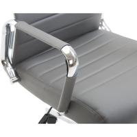 Silla De Oficina Kolumbus En Simil Cuero & Base De Metal con Ruedas I Silla De Escritorio Ergonómica & Regulable En Altura, Color:Gris - details 5