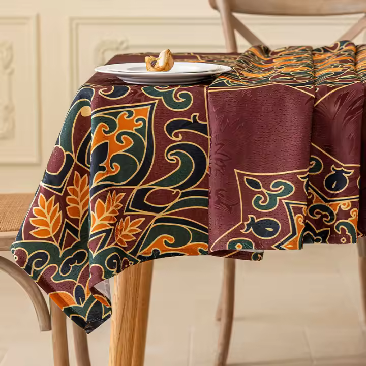 Mantel Medieval Antidesgarro - Estampado Impermeable con Flecos (Decoración de Mesa, Resistente a Gatos) para Comedor y Salón - 1