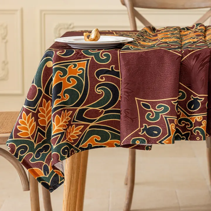 Mantel Medieval Antidesgarro - Estampado Impermeable con Flecos (Decoración de Mesa, Resistente a Gatos) para Comedor y Salón - 1