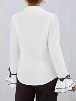 Camisa de primavera y verano, blusas elegantes a la moda para mujer, blusas informales de manga larga acampanada con dobladillo con volantes, camisas elegantes para mujer - details 3
