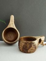Taza de té con leche de madera de Acacia natural para acampar al aire libre finlandés Isamu, ordenador portátil, resistente al calor - details 8