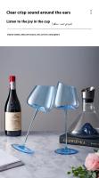 Juego de vasos rosas franceses, copa de cristal con boca incisa, fondo cóncavo, copa de vino y champán, color azul - details 17