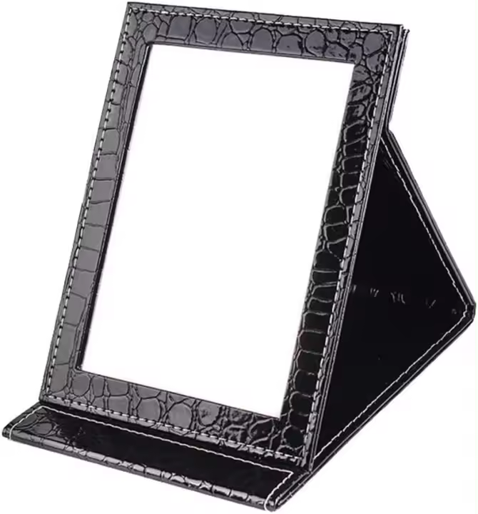 Espejo de escritorio, espejo de tocador plegable portátil, espejo de mesa con soporte para espejo de maquillaje para viajes (negro) - 1