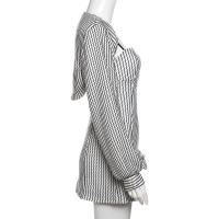 Vestido de rayas de cadera delgada de hombro recto con cinturón halter para mujer, nueva línea - details 12
