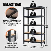 2X Estanterías Almacenaje Metálicas Cargas Pesadas ​​1750Kg 180x90x40cm Taller Rojas - details 10