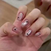 24pcs Uñas Postizas Almendro Rosa Y Nude Para Mujeres Y Niñas Decoración De Uñas Con Lazo Falso De Resina Artículos De Manicura - details 10