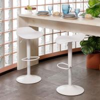 Juego de 2 taburetes de bar giratorios con altura ajustable, fondo antiarañazos y reposapiés, para cocina, restaurante y bar, ligero y fácil de montar, 41x40x64-86 cm, 2 unidades, blanco - details 1