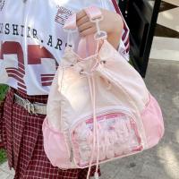 Mochila transparente de nailon con cordón, mochila informal Ita con insignia dulce, mochila ligera Harajuku Y2k para senderismo - details 10