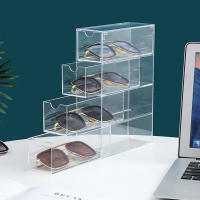 Vitrinas de cristal transparente de 4 capas, organizador de escritorio apilable para sala de estar y el hogar - details 2
