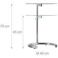 Mesa Auxiliar de Altura Regulable hasta 70 cm, Mesita Café, Acero Cromado-Cristal, Superficie 46 cm, Plateado - details 2