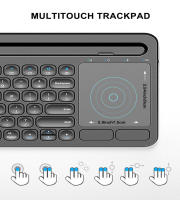 Teclado inalámbrico ergonómico con soporte para teléfono y panel táctil, Dual, Bluetooth, recargable, para iOS/Android/Win - details 3