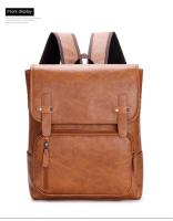 Mochila de Viaje de Ocio para Hombres Resistente al Desgaste, Patrón de Splice, Forro de Dacron, Exterior de Cuero - details 12