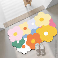 Alfombra absorbente para baño, barro de diatomeas suave, flores frescas, alfombra de puerta de entrada irregular, alfombra antideslizante para puerta de baño - details 3