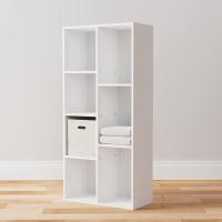 7 compartimentos, estante de oficina, librería, salón, dormitorio, cubo, Blanco, 50 x 24 x 106 cm - details 3