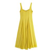 Ropa de mujer europea y americana popular vestido midi con correa de hombro ancho vestido - details 1