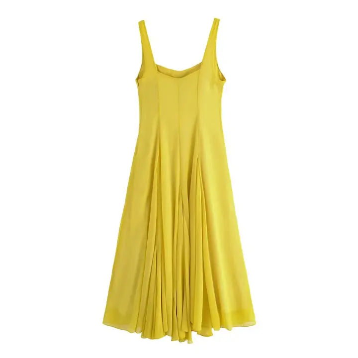 Ropa de mujer europea y americana popular vestido midi con correa de hombro ancho vestido - 1