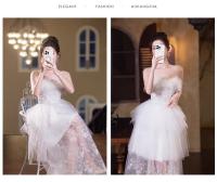 Vestido de Noche Blanco de Pluma de Hada Lujo Ligero Francés para Mujeres - details 9