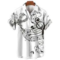 Moda Verano 2023 Camisa de Cuello Redondo con Estampado de Simbolo de Música - details 4