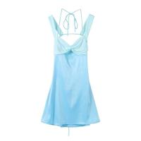 Mini Vestido de Satén con Detalles de Parche Vestido Corto Elegante para Noches, Vestido de Playa y Vacaciones para Mujeres - details 3