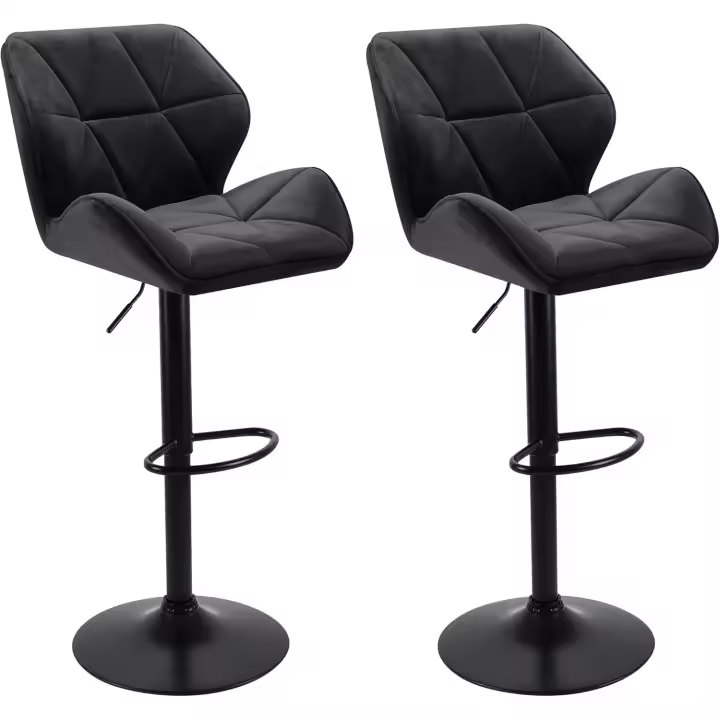 Bar Taburetes de Cocina Modernos de Altura Ajustable con Respaldo Giratorios de Imitación de Cuero - 1