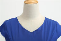 Women summer vintage with belt short sleeve v neck elegant retro swing party dresses - details 48