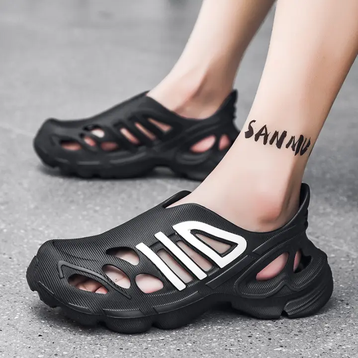 Agujero zapatos de los hombres de la bolsa de la cabeza de suela gruesa casual transpirable vadeando playa sandalias de suela suave desgaste primavera y verano antideslizante zapatos de lluvia - 1