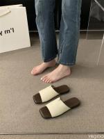 Sandalias planas de verano 2025, nuevas, casuales, abiertas, elegantes, minimalistas, de una sola tira, deslizantes, de color sólido, pantuflas para mujer - details 5