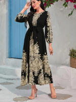 Foto real del vestido de manga larga con estampado digital, moda, bestseller - details 1
