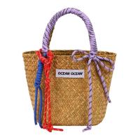 Bolso de cesta de paja de gran capacidad, bolso de mano tejido hecho a mano con cuerda de nailon, bolso de compras de moda, bolso tejido de hierba para playa - details 2
