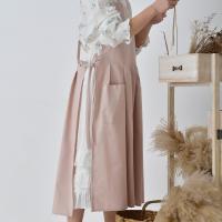 Delantal impermeable ajustable duradero, delantal de cocina de lino y algodón de Color sólido, delantal largo sin mangas de estilo coreano para mujer - details 10