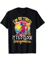 Camiseta Divertida de 5:00 Diseño Único para Hombres Algodón Negro con Cuello Redondo - details 0