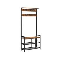 Organizador de Zapatos de Almacenamiento Alto con 3 Puertas Plegables Marrón Rústico - details 7