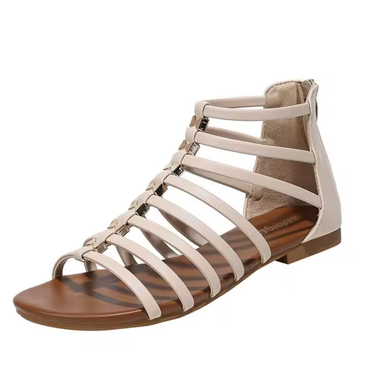 Sandalia Sandalias Mujer Simple Verano Playa Vacaciones Nuevos Zapatos Romanos Étnicos con Cremallera de Fondo Plano - 1
