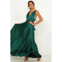 Vestido largo de seda de Color sólido profundo de Amazon, vestido de noche sin mangas de nuevo estilo de verano para mujer para banquetes - details 13