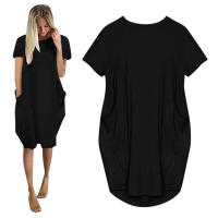 Vestidos casuales sueltos con cuello redondo y manga corta para mujer de talla grande - details 5